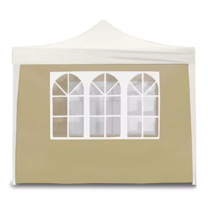 Cortina lateral beige de 3x2m con Ventanas para Cenador plegable de 3x3m - 1