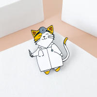 Broche Creativo De Gato Doctor Hanreshe Broche De Enamel Metálico Para Mochila Y Chaqueta Joyería Divertida Para Enfermera Estudiante De Medicina - details 3