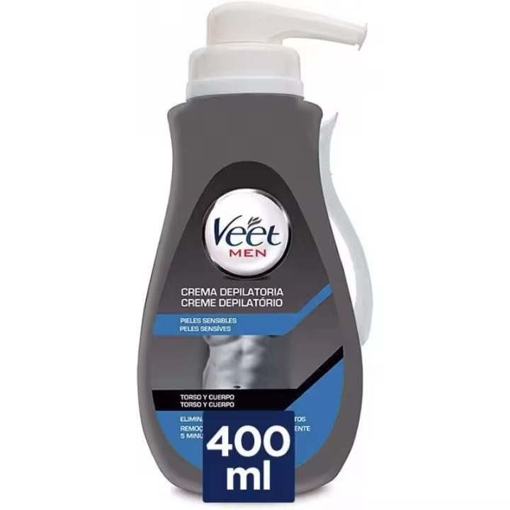 Veet Men Crema Depilatoria Masculina para Pecho Espalda Brazos y Piernas, Pieles Sensibles, 400 ml - Veet - 1
