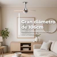 EVVO Ventilador de techo con luz y mando V416 Wood, silencioso, 5 aspas, 3 velocidades,55W, temporizador,invierno-verano - details 0