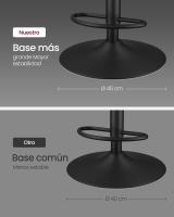 Set de 2 taburetes de bar giratorios y regulables, acolchado, con respaldo y reposapiés, de acero, para cocina y comedor, color negro tinta o marrón caramelo - details 5
