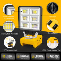 Luz De Trabajo LED Portátil 5200LM 48W Sin Batería Base Ajustable Luz De Inundación Recargable Para DeWalt Material ABS - details 4