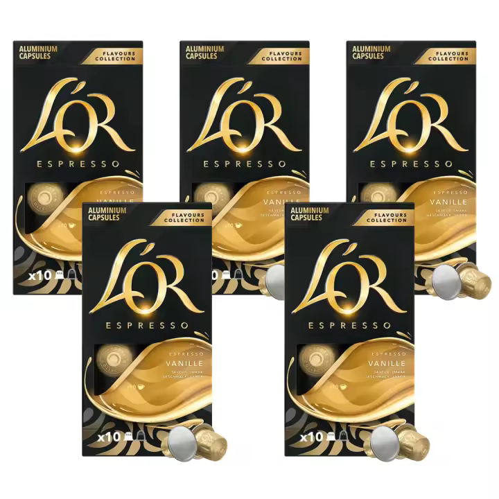 Pack 5 x L'OR Espresso Café Cápsulas Vainilla 10 Uds Compatibles con Maquina Nespresso - Qumir - 1