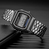Reloj Digital De Lujo Para Hombre En Acero Inoxidable Dorado Y Plateado Estilo Business Moda Reloj Electrónico Resistente Al Choque - details 1