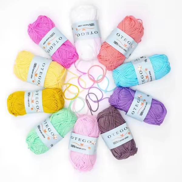 10-pack Cotton Yarn, Cotton Knitting, Crochet Yarn 49m/roll multicolor - 1