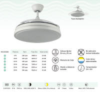 Ventilador de techo con luz Dc Escorpion 59w Blanco 3aspas desplegables 107d 5960lm 3000-4000-6000k Remoto+ Temporizador+ Memoria - fabrilamp - details 0