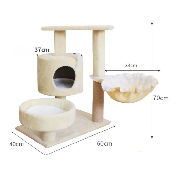 COTTECOTA- Árbol de la torre de rascado para gatos hasta 70cm, Marco de juego para gatos, árbol de casa, cama, muebles para gatos, tabla de rascar columna, sisal natural para gatos, tabla de rascar, Arbol rascador para gatos, cama gatos Ref-0172 - 1
