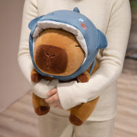 Mochila De Peluche Con Cabeza De Tiburón Y Diseño De Capibara Juguete Adorable Regalo De Cumpleaños O Festivos Para Niños O Amigos - details 3