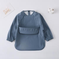 Babero Impermeable Para Bebés Y Niños Con Mangas Largas Y Bolsillo En Color Sólido Adecuado Para Niños Y Niñas Ropa Infantil De Moda - details 0