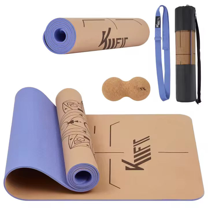 KM-Fit Esterilla de Yoga TPE Sostenible | Extra Gruesa | Antideslizante | Accesorios Incluidos - 1