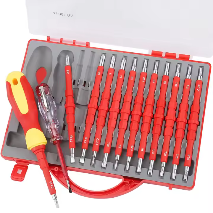 Juego De Destornilladores Aislados 26 En 1 1000V Para Electricista Doble Cabeza Magnética Removible Hexágonal Torx Quadrado Phillips Trabajar En Electrónica - 1