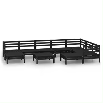 VIDAXL 3083033 pack mobiliario de 10 piezas para jardín fabricadas en madera de pino maciza con acabado en negro vida xl - 1