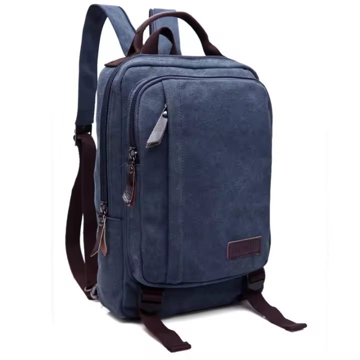 Mochila de Hombre Estilo Cuadrado de Alta Calidad en Lona Resistente al Desgaste y Impermeable Bolsa de Hombro Práctica Pequeña - 1