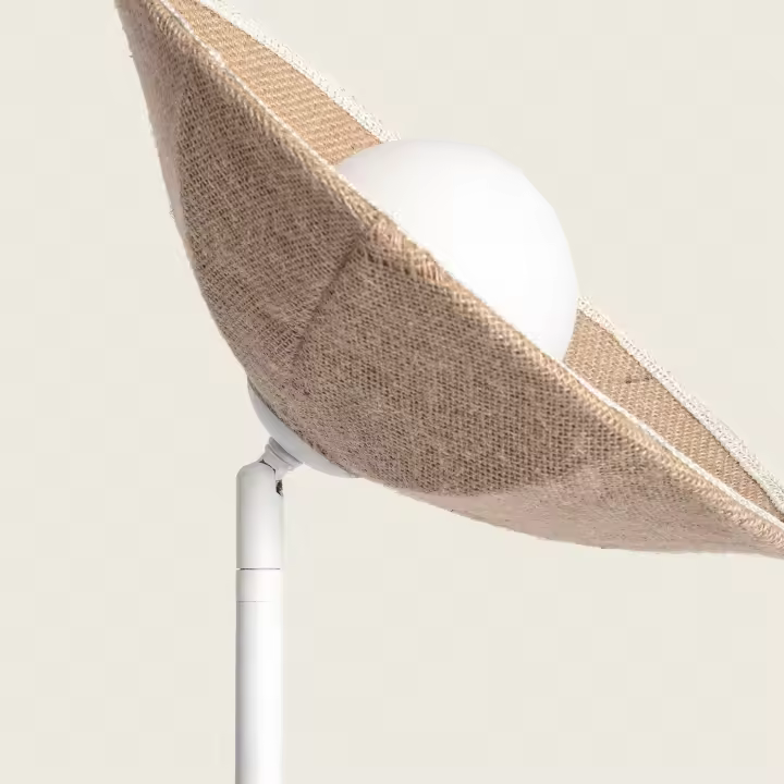 Ledkia Lámpara de Pie Rafia y Cristal Erede Natural - 1