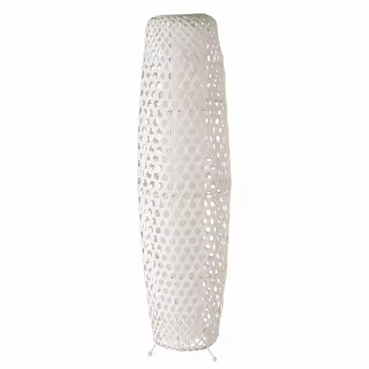 Dcasa Lámpara de pie rejilla de bambú blanca de Ø 23x88 cm - 1