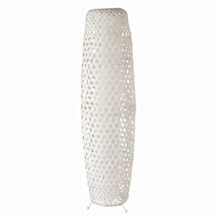 Dcasa Lámpara de pie rejilla de bambú blanca de Ø 23x88 cm - 1