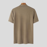 Camiseta De Hombre 2024 Estilo Coreano Casual Con Cuello Alto Y Mangas Cortas Para Verano Moda Streetwear Tejido Poliéster Y Spandex - details 18