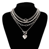 Collar Gargantilla Punk Multicapa Con Pendiente De Corazón Para Mujer Joyería De Fiesta Boda Para Niñas Cadenas De Enlace De Acrílico - details 4