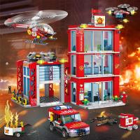 Estación De Bomberos De La Serie Ciudad Con Helicóptero Y Camión De Rescate Vehículos De Modelado Para Niños Juguetes De Bloques Compatible Con Lego - details 4