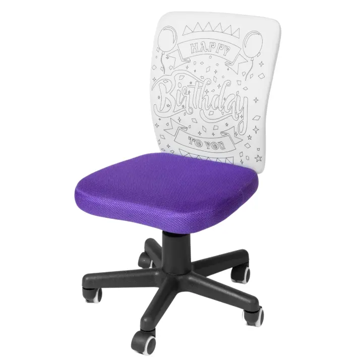 Silla Escritorio Infantil Pintame Cumpleaños con Rotuladores Color Morado 41x74x51 cm - 1