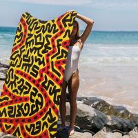 Toalla De Playa K-Keith-Haring Impresión Microfibra Absorbente Secado Rápido Suave Para Yoga Natación Resort Montañismo Tamaño 76x182 Cm - details 9