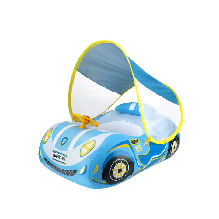 Swimbobo - Nuevo asiento de coche rosa con aro de natación para niños, deportivo, con toldo y bocina para protegerse del sol - 1