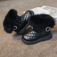 Botas De Invierno Para Niñas De Moda Con Pelo De Pluma Grueso Y Cálido Color Sólido Botas Cortas Para Niñas Estilo Británico Con Cierre SLIP-ON Talla Verdadera - details 28