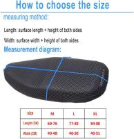 Funda de cojín de asiento de motocicleta, funda de sillín universal Funda de asiento de cojín de malla transpirable Funda de cojín de asiento de tela Oxford antideslizante negro, L - details 3