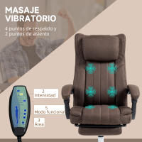 Vinsetto Silla de Masaje con 6 Puntos de Masaje Silla de Oficina Giratoria Silla de Escritorio Reclinable con Altura Ajustable Control Remoto Reposapiés y Reposacabezas Marrón Oscuro - details 0