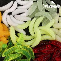 FLYSAND 50pcs Bolsa De 2cm 0.38g Maggot Grub Soft Lure Baits Siete Colores Huevos Luminiscentes Pesca En Oceano Y Río - details 0