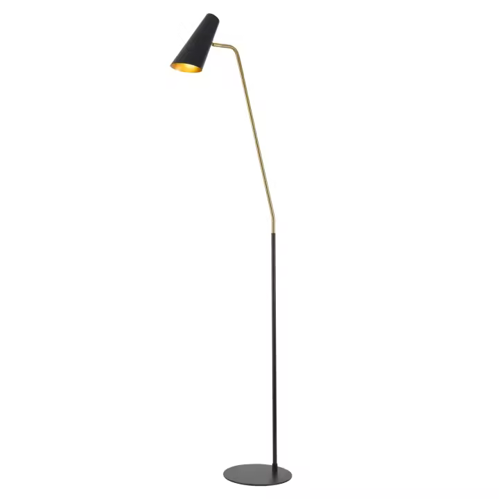 LÚZETE - LÁMPARA DE PIE ACERO DORADO/NEGRO BAILEY ALM-APOL - 28cm Diámetro - 160cm Altura - Iluminación Suave - 1