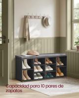 Banco para Zapatos Marrón Camel 30x104x48 cm, Almacenamiento con Cojín Acolchado, 10 Compartimentos y Estantes Ajustables, Ideal para Salón y Pasillo - details 8
