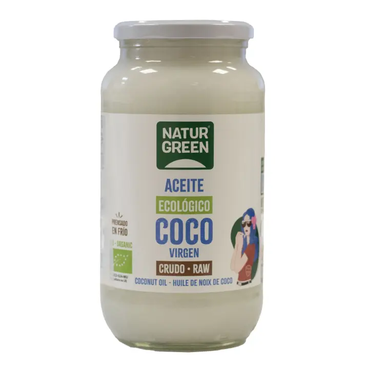 Aceite de Coco Virgen Extra Bio Naturgreen 800 G - 100% Vegetal - 1