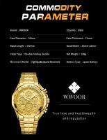 Reloj De Pulsera De Lujo Para Hombre WWOOR 2024 Marca Top Cronógrafo Dorado Grande Reloj De Pulsera De Acero Inoxidable Resistente Al Agua Y Al Choque Con Manos Luminosas Y Marcadores Arábigos - details 1