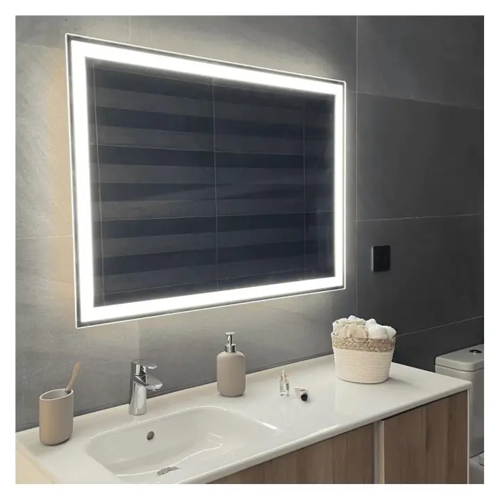 APLIKE BATHROOM LIGHTING - Modelo Altea Touch | Espejo de Baño Rectangular con Luz LED - Botón Touch de Encendido y AntiVaho - Luz Blanca Fría (5700K) - 1
