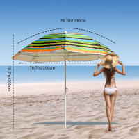 S7 STAR Sombrilla Playa Multicolor, Sombrilla Plegable Grande 220cm, Sombrilla Ligera con Bolsa Transporte, Protecciíon UV 50 Sombrilla Exterior con Tubo Aluminio, Ideal para Aire Libre / Playa/ Verano - details 6
