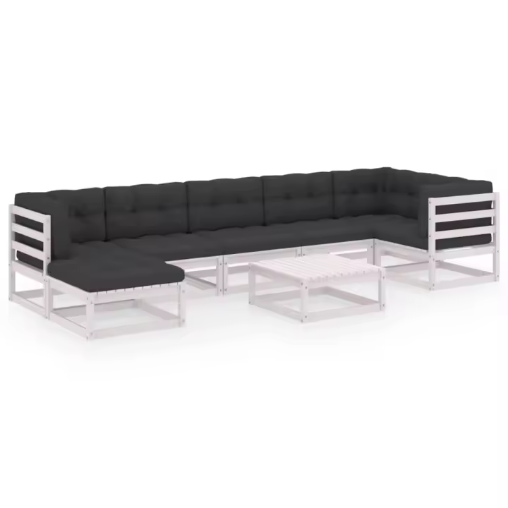 vidaXL Muebles de jardín 8 pzas y cojines madera maciza pino - 1