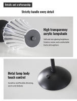 Lámpara De Mesa LED Con Sensor Táctil Luz Nocturna Para El Hogar Recargable Por USB Portátil Decorativa Para Dormitorio Lectura - details 7