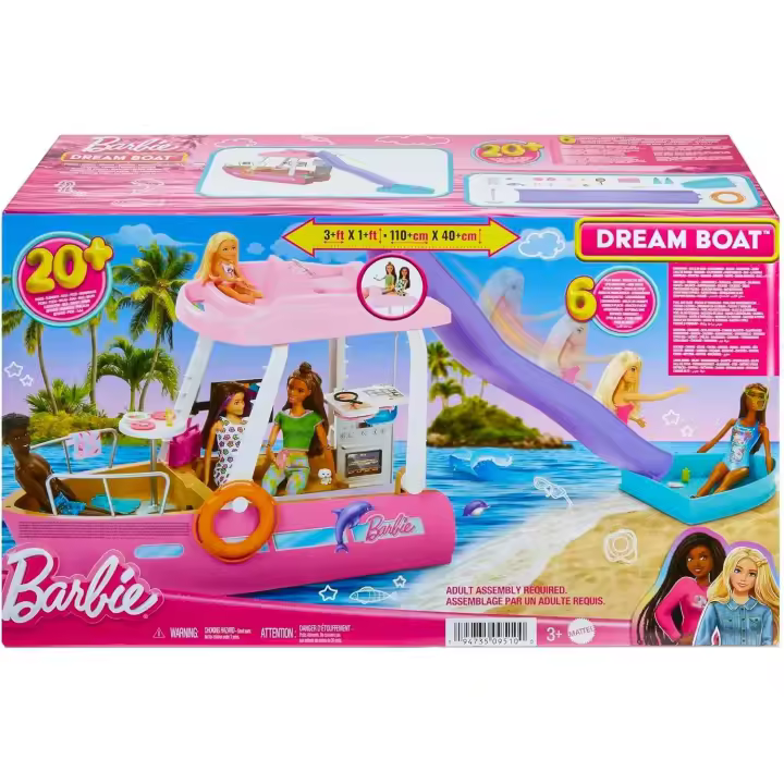 Barbie Dream Boat Barco de Juguete para Muñecas con Accesorios, Regalo +3 años (Mattel HJV37) - 1