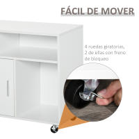 HOMCOM Mueble Auxiliar de Oficina Mueble Archivador con Ruedas Estantes y Cajones Armario Multiusos con Gran Almacenaje 100x35x65 cm Negro y Blanco - details 5