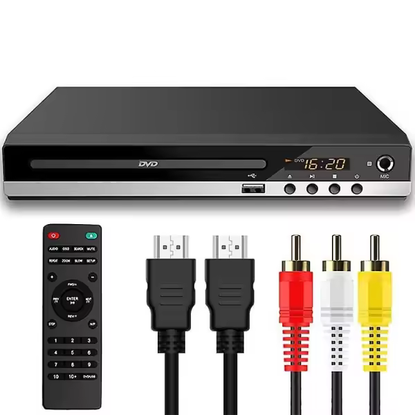Reproductor de DVD para TV con HDMI, reproductor de DVD que reproduce todas las regiones, reproductor de CD para sistema estéreo doméstico, cable HDMI y RCA incluido - 1