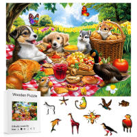 Puzzle De Jardín Para Perros Madera Juego De Mesa Emocional Familiar Patrones Únicos De Animales Tamaños A3/A5 Caja Blanca Incluida - details 0