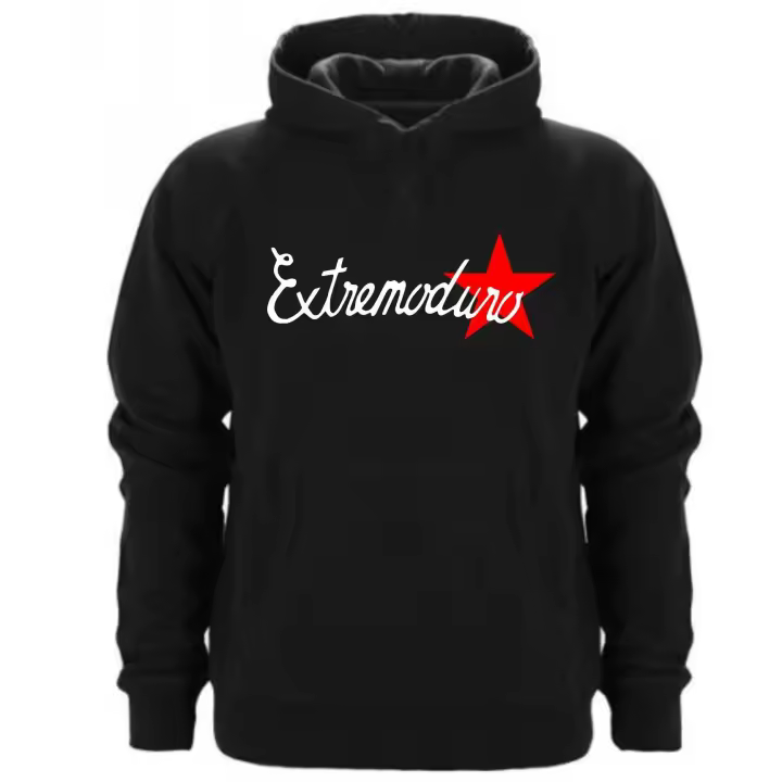 Sudadera de capucha Extremoduro  - Algodón-Poliéster - Excelente calidad - 290 gr/m2 - Bolsillo canguro delantero - Cordón a juego - Puños y bajos de canalé - 1