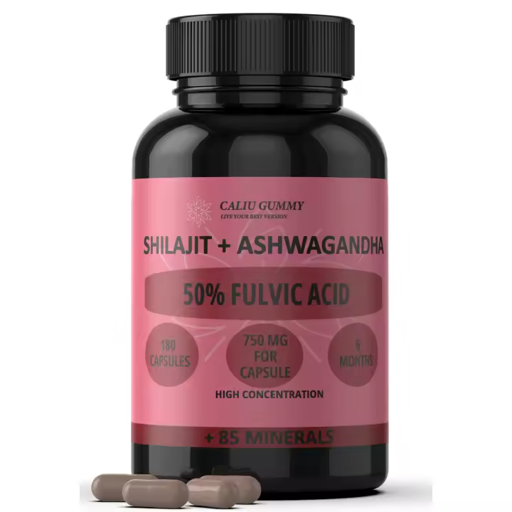 Shilajit Puro 180 Cápsulas  50% Ácido Fúlvico  Ashwagandha Natural   50% Ácido Fúlvico + Ashwagandha Natural  +85 Minerales  Energía, Vitalidad, Concentración, Estrés, Inmunidad 6 Meses  Suministro  Suplemento Ayurvédico Vegano sin Aditivos, gluten - 1