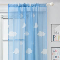 Cortinas Semitransparentes Azules Con Estampado De Nubes Para Dormitorio Y Sala De Estar Filtración De Luz Voile Decoración Para Habitación De Niños - details 1