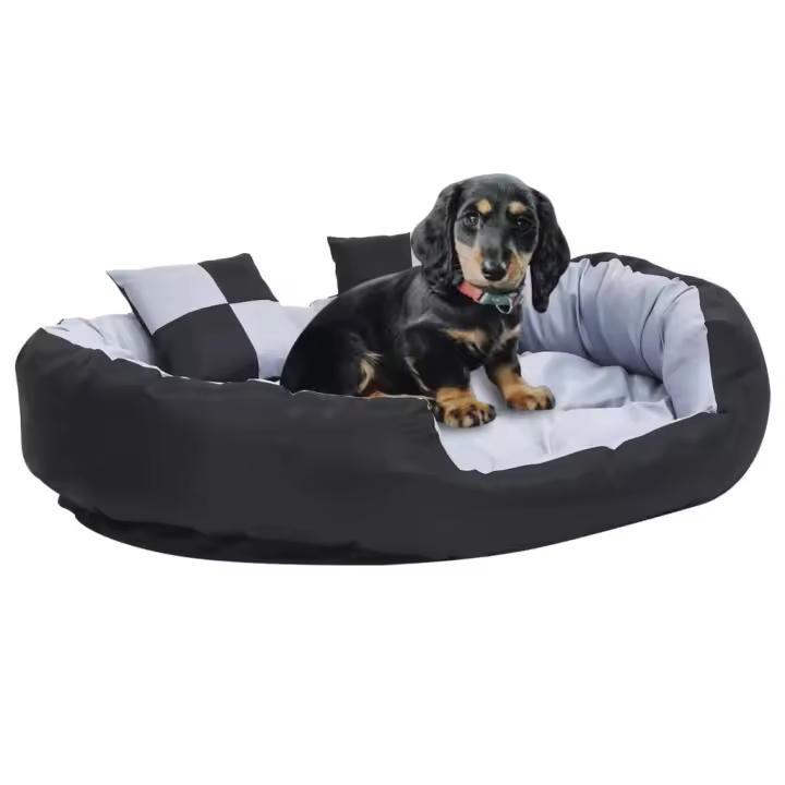 vidaXL Cojín para perro reversible y lavable gris y negro 110x80x23 cm - 1