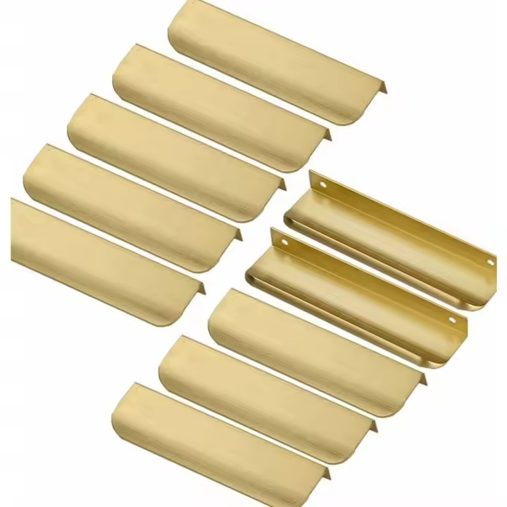 Manija Invisible para muebles, manija Invisible para gabinete, manija dorada para muebles, distancia central de 128mm, 10 Uds. - 1