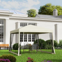 Carpa plegable gazebo plegable 3x3m con Paredes laterales y Bolsa de Transporte, Maple y Canvas Oxford, beige, ¡Perfecta para fiesta en El Jardín y eventos! - details 6