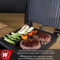 MAGEFESA EASYGRILL Sandwichera Multifunción Grill Panini Plancha de 1400W, Antiadherente, Temperatura Ajustable - details 1