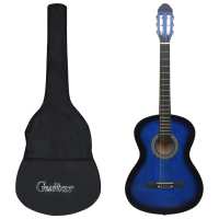 vidaXL Guitarra clásica para principiantes con funda 4/4 39" en color Marrón claro/Azul/Negro - details 1